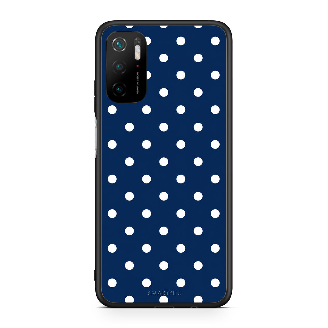 Θήκη Xiaomi Redmi Note 10 5G White Small Polka Dots on Navy από τη Smartfits με σχέδιο στο πίσω μέρος και μαύρο περίβλημα | Xiaomi Redmi Note 10 5G White Small Polka Dots on Navy case with colorful back and black bezels