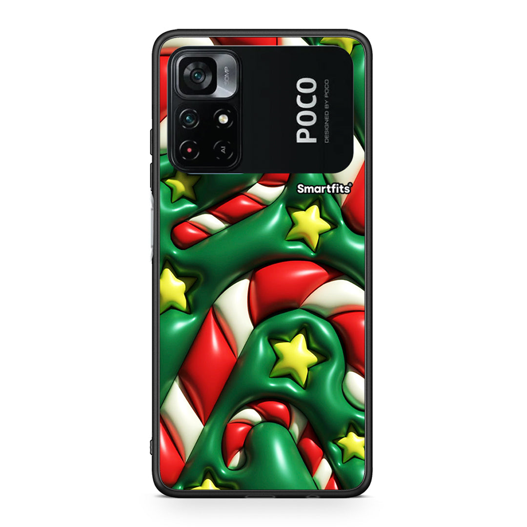Xiaomi Poco M4 Pro 4G Christmas Bubbles θήκη από τη Smartfits με σχέδιο στο πίσω μέρος και μαύρο περίβλημα | Smartphone case with colorful back and black bezels by Smartfits