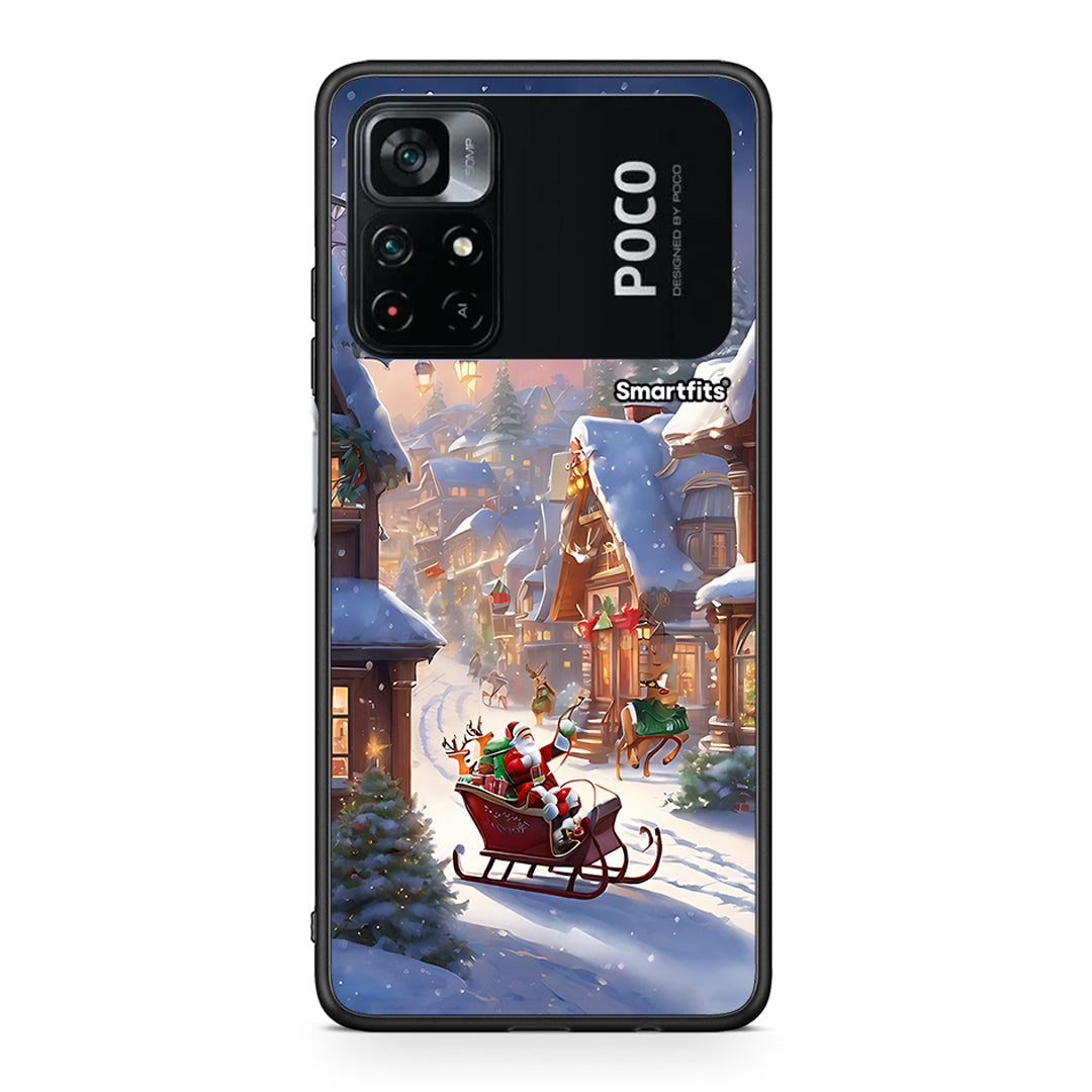 Xiaomi Poco M4 Pro 4G Christmas Snow θήκη από τη Smartfits με σχέδιο στο πίσω μέρος και μαύρο περίβλημα | Smartphone case with colorful back and black bezels by Smartfits