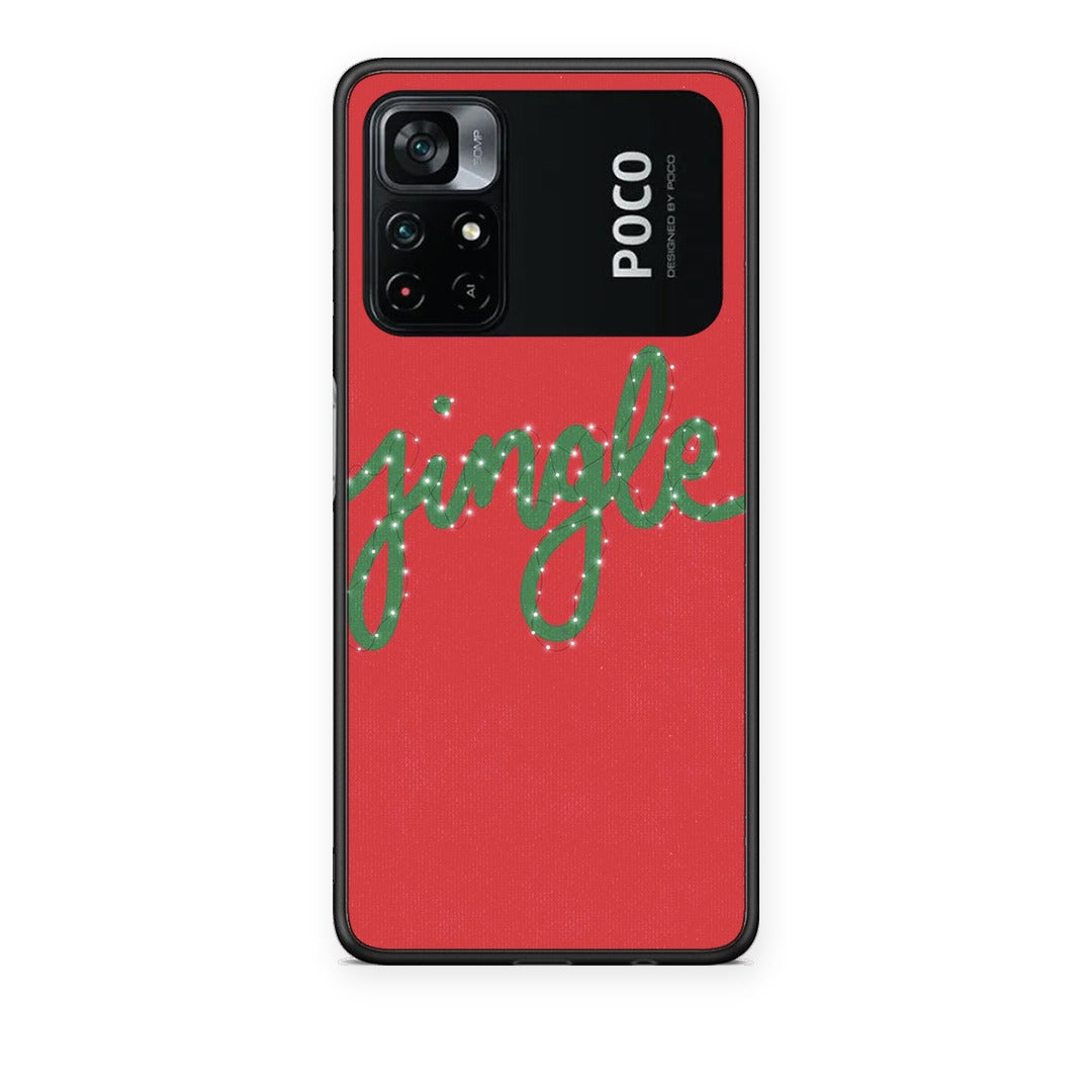 Θήκη Xiaomi Poco M4 Pro 4G Jingle Xmas από τη Smartfits με σχέδιο στο πίσω μέρος και μαύρο περίβλημα | Xiaomi Poco M4 Pro 4G Jingle Xmas case with colorful back and black bezels