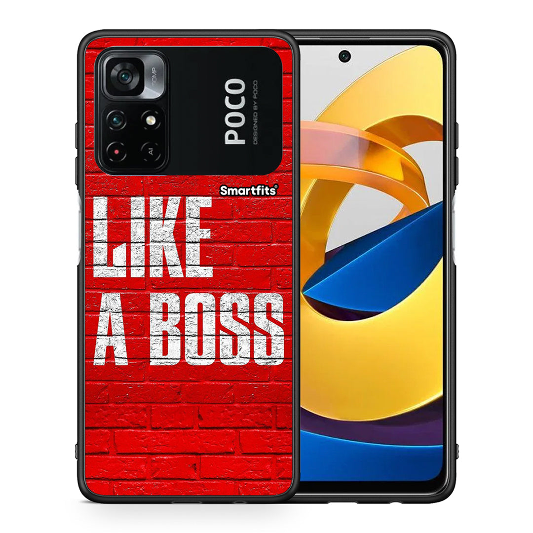 Θήκη Xiaomi Poco M4 Pro 4G Like A Boss από τη Smartfits με σχέδιο στο πίσω μέρος και μαύρο περίβλημα | Xiaomi Poco M4 Pro 4G Like A Boss case with colorful back and black bezels