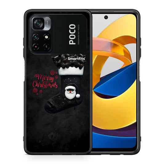 Θήκη Xiaomi Poco M4 Pro 4G Merry Cat Christmas από τη Smartfits με σχέδιο στο πίσω μέρος και μαύρο περίβλημα | Xiaomi Poco M4 Pro 4G Merry Cat Christmas case with colorful back and black bezels