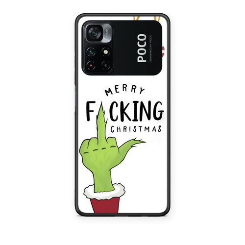 Θήκη Xiaomi Poco M4 Pro 4G Merry F Xmas από τη Smartfits με σχέδιο στο πίσω μέρος και μαύρο περίβλημα | Xiaomi Poco M4 Pro 4G Merry F Xmas case with colorful back and black bezels