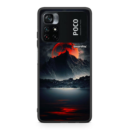 Xiaomi Poco M4 Pro 4G Red Full Moon θήκη από τη Smartfits με σχέδιο στο πίσω μέρος και μαύρο περίβλημα | Smartphone case with colorful back and black bezels by Smartfits
