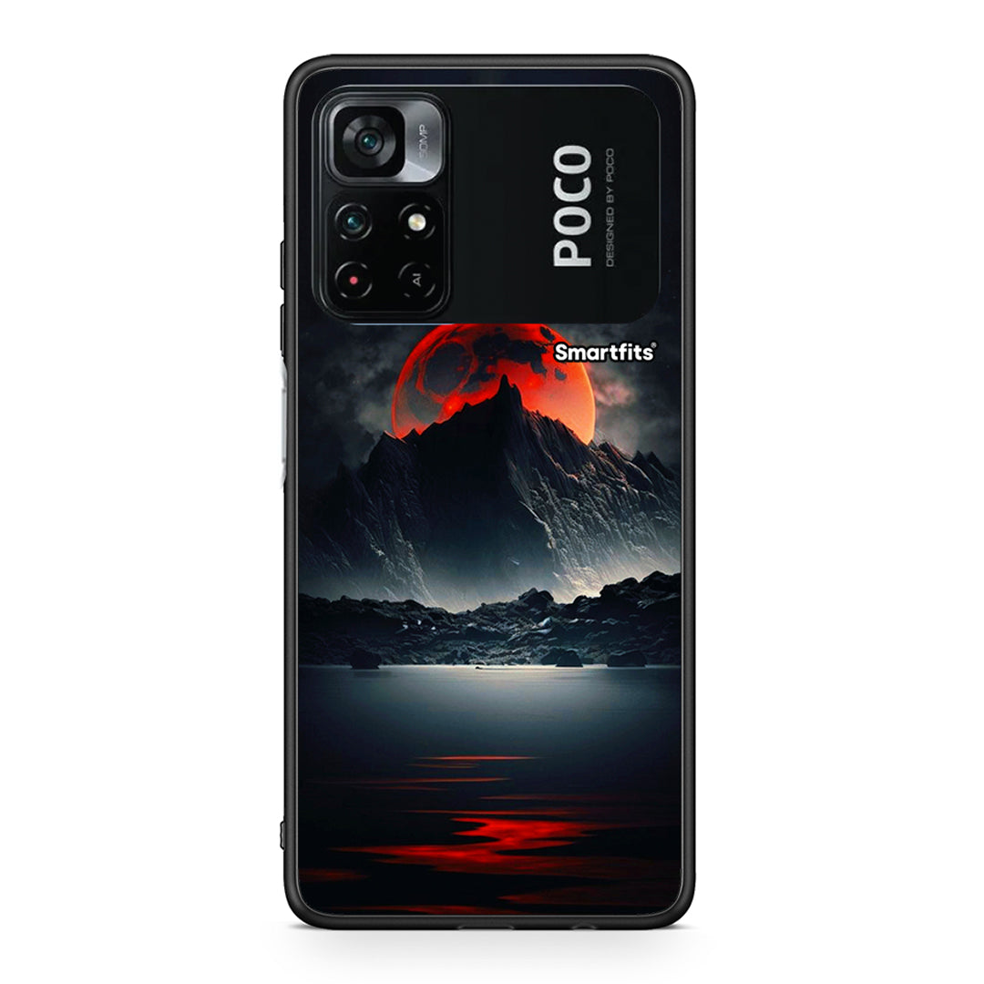 Xiaomi Poco M4 Pro 4G Red Full Moon θήκη από τη Smartfits με σχέδιο στο πίσω μέρος και μαύρο περίβλημα | Smartphone case with colorful back and black bezels by Smartfits