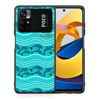 Thumbnail for Θήκη Xiaomi Poco M4 Pro 4G Swimming Dolphins από τη Smartfits με σχέδιο στο πίσω μέρος και μαύρο περίβλημα | Xiaomi Poco M4 Pro 4G Swimming Dolphins case with colorful back and black bezels