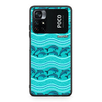 Thumbnail for Xiaomi Poco M4 Pro 4G Swimming Dolphins θήκη από τη Smartfits με σχέδιο στο πίσω μέρος και μαύρο περίβλημα | Smartphone case with colorful back and black bezels by Smartfits