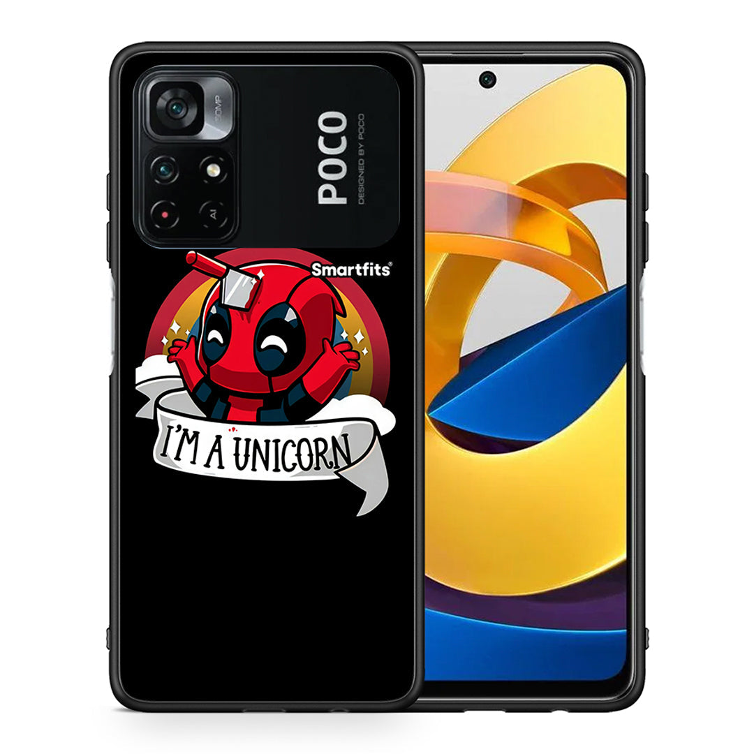 Θήκη Xiaomi Poco M4 Pro 4G Unicorn Deadpool από τη Smartfits με σχέδιο στο πίσω μέρος και μαύρο περίβλημα | Xiaomi Poco M4 Pro 4G Unicorn Deadpool case with colorful back and black bezels
