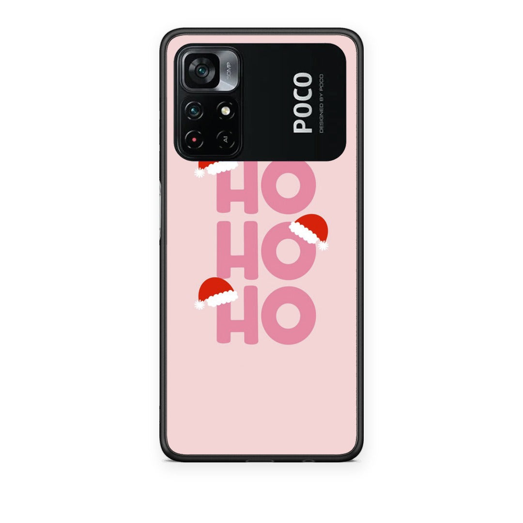 Θήκη Xiaomi Poco M4 Pro 4G Xmas Ho Ho Ho από τη Smartfits με σχέδιο στο πίσω μέρος και μαύρο περίβλημα | Xiaomi Poco M4 Pro 4G Xmas Ho Ho Ho case with colorful back and black bezels