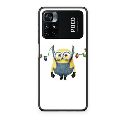 Θήκη Xiaomi Poco M4 Pro 4G Xmas Minion Lights από τη Smartfits με σχέδιο στο πίσω μέρος και μαύρο περίβλημα | Xiaomi Poco M4 Pro 4G Xmas Minion Lights case with colorful back and black bezels