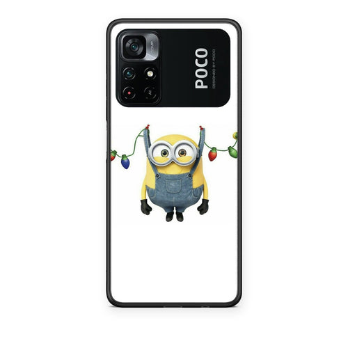Θήκη Xiaomi Poco M4 Pro 4G Xmas Minion Lights από τη Smartfits με σχέδιο στο πίσω μέρος και μαύρο περίβλημα | Xiaomi Poco M4 Pro 4G Xmas Minion Lights case with colorful back and black bezels