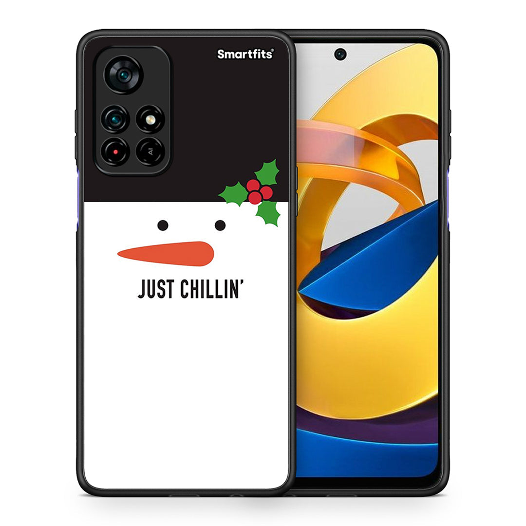 Θήκη Xiaomi Poco M4 Pro 5G Christmas Chillin από τη Smartfits με σχέδιο στο πίσω μέρος και μαύρο περίβλημα | Xiaomi Poco M4 Pro 5G Christmas Chillin case with colorful back and black bezels
