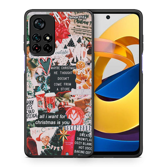 Θήκη Xiaomi Poco M4 Pro 5G Christmas Happiness από τη Smartfits με σχέδιο στο πίσω μέρος και μαύρο περίβλημα | Xiaomi Poco M4 Pro 5G Christmas Happiness case with colorful back and black bezels