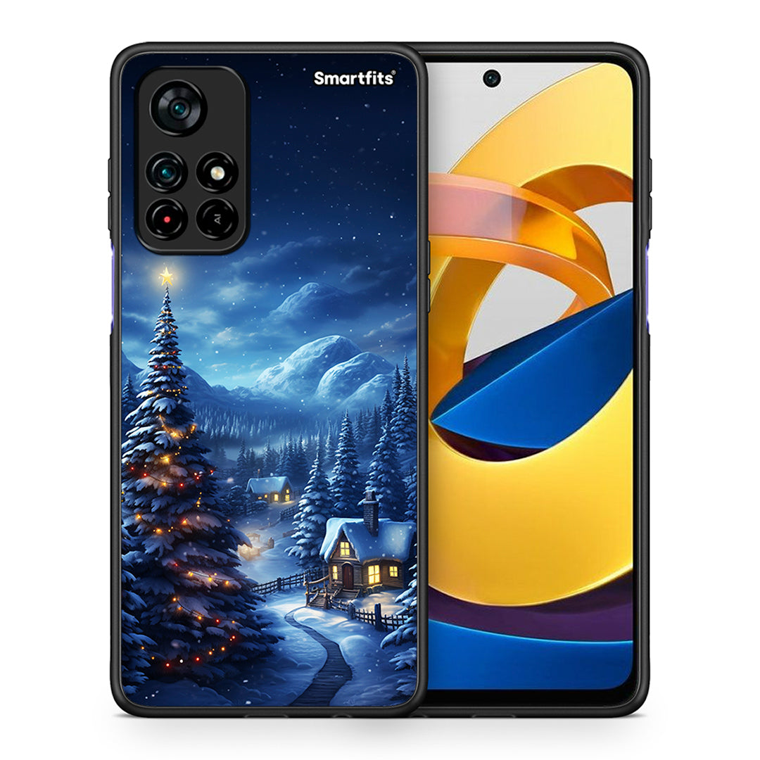 Θήκη Xiaomi Poco M4 Pro 5G Christmas Scenery από τη Smartfits με σχέδιο στο πίσω μέρος και μαύρο περίβλημα | Xiaomi Poco M4 Pro 5G Christmas Scenery case with colorful back and black bezels