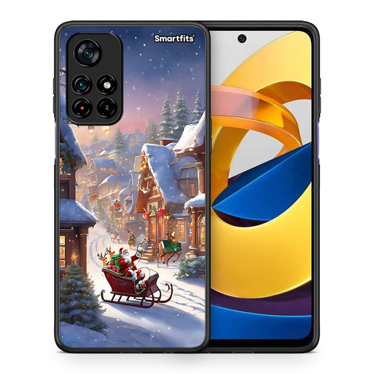 Θήκη Xiaomi Poco M4 Pro 5G Christmas Snow από τη Smartfits με σχέδιο στο πίσω μέρος και μαύρο περίβλημα | Xiaomi Poco M4 Pro 5G Christmas Snow case with colorful back and black bezels