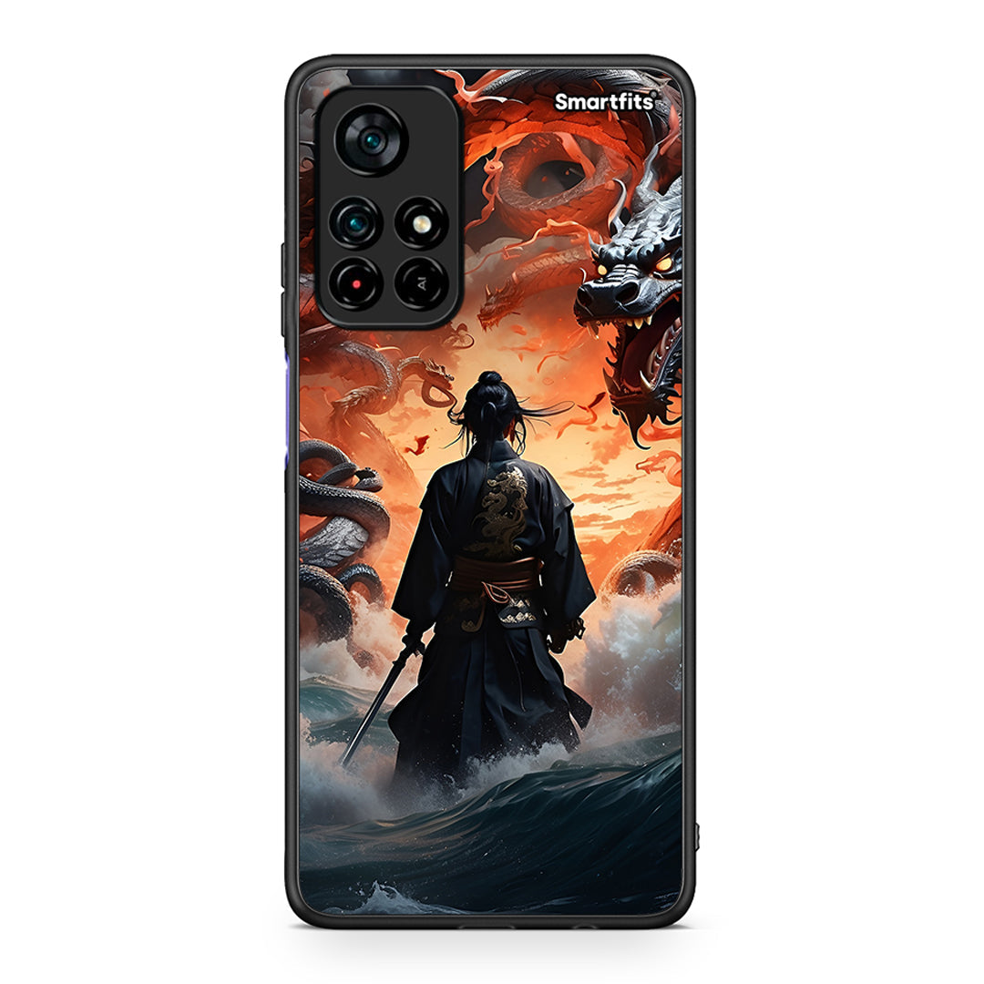 Xiaomi Poco M4 Pro 5G Dragons Fight θήκη από τη Smartfits με σχέδιο στο πίσω μέρος και μαύρο περίβλημα | Smartphone case with colorful back and black bezels by Smartfits