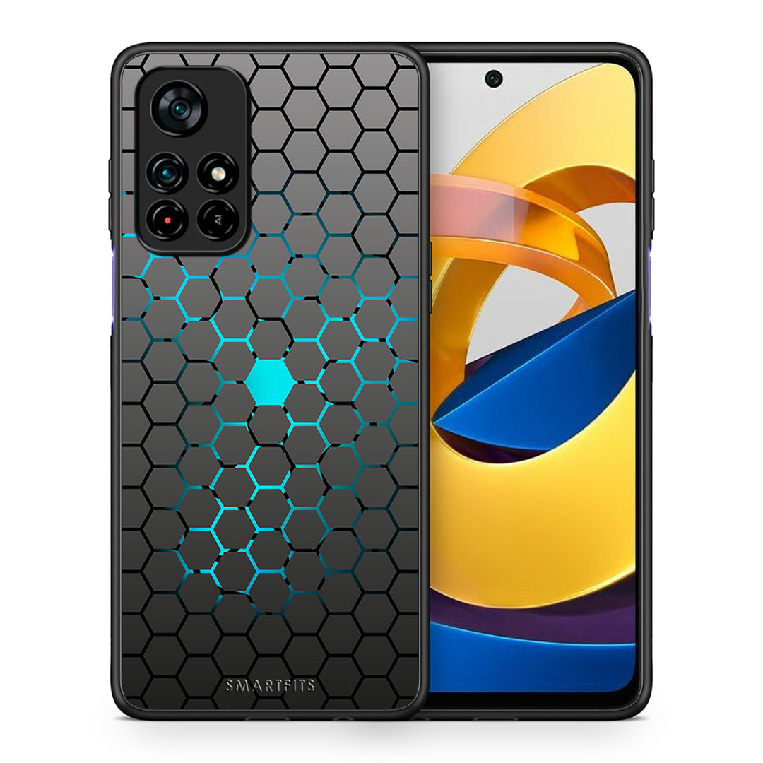 Θήκη Xiaomi Poco M4 Pro 5G Hexagonal Geometric από τη Smartfits με σχέδιο στο πίσω μέρος και μαύρο περίβλημα | Xiaomi Poco M4 Pro 5G Hexagonal Geometric case with colorful back and black bezels