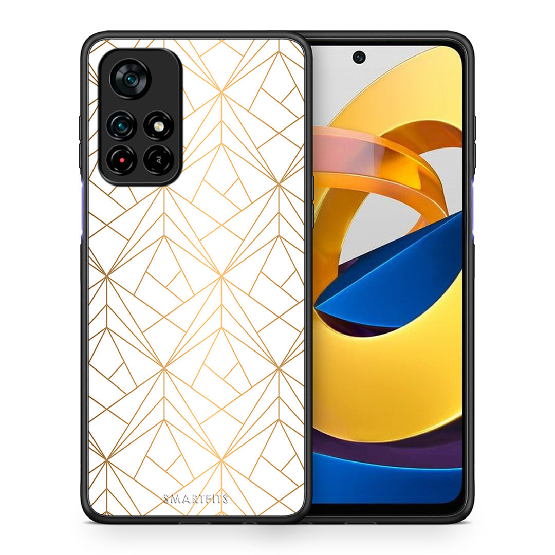 Θήκη Xiaomi Poco M4 Pro 5G Luxury White Geometric από τη Smartfits με σχέδιο στο πίσω μέρος και μαύρο περίβλημα | Xiaomi Poco M4 Pro 5G Luxury White Geometric case with colorful back and black bezels