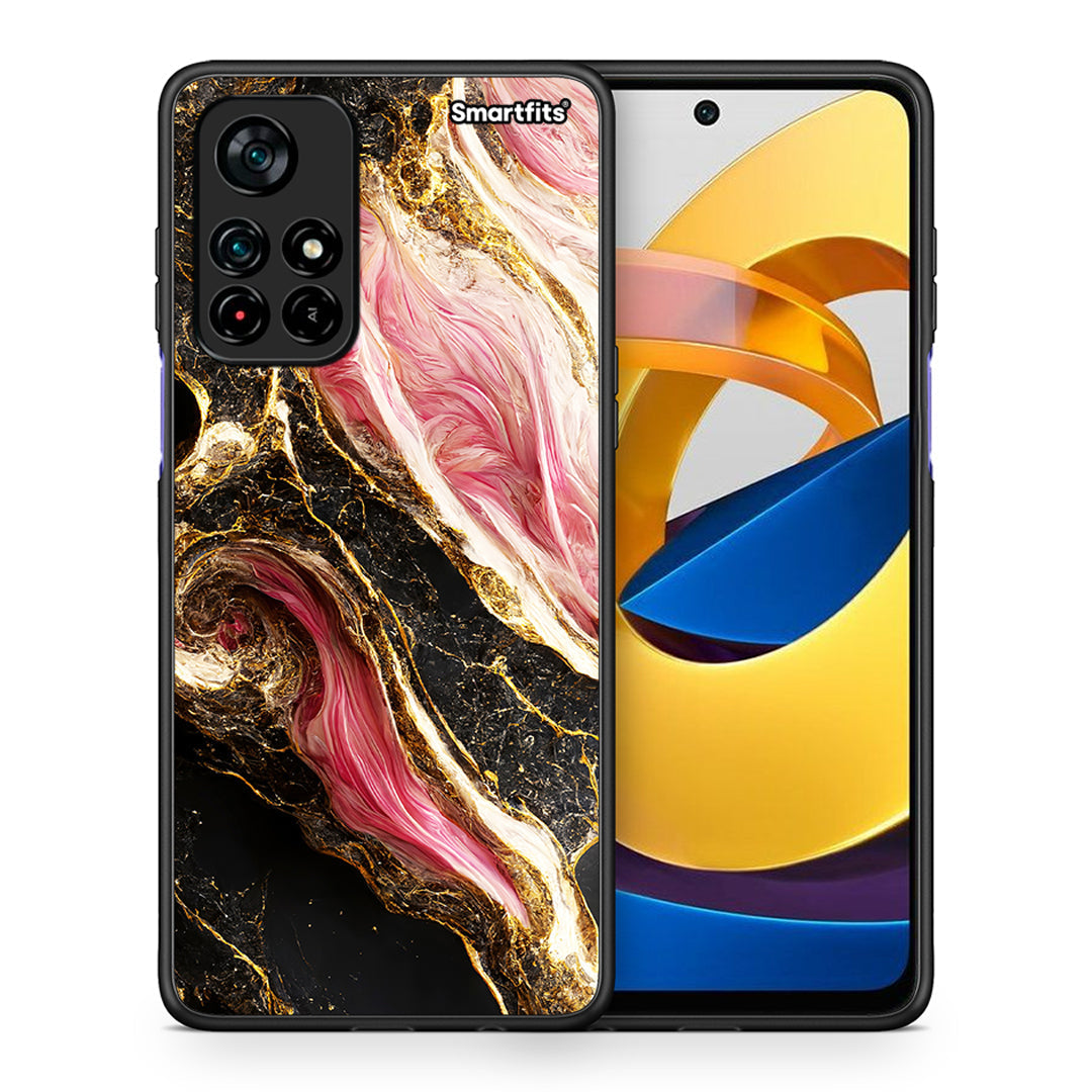 Θήκη Xiaomi Poco M4 Pro 5G Glamorous Pink Marble από τη Smartfits με σχέδιο στο πίσω μέρος και μαύρο περίβλημα | Xiaomi Poco M4 Pro 5G Glamorous Pink Marble case with colorful back and black bezels