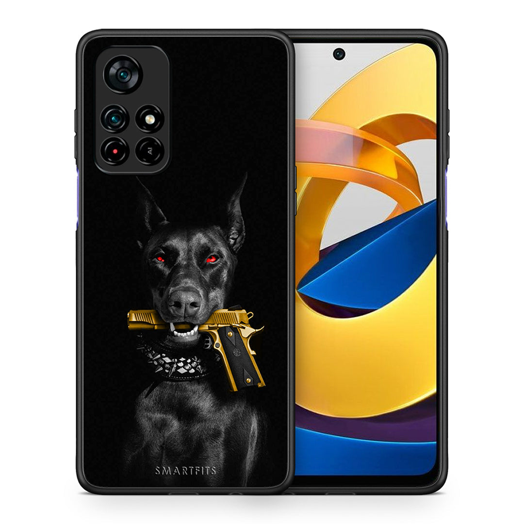 Θήκη Αγίου Βαλεντίνου Xiaomi Poco M4 Pro 5G Golden Gun από τη Smartfits με σχέδιο στο πίσω μέρος και μαύρο περίβλημα | Xiaomi Poco M4 Pro 5G Golden Gun case with colorful back and black bezels