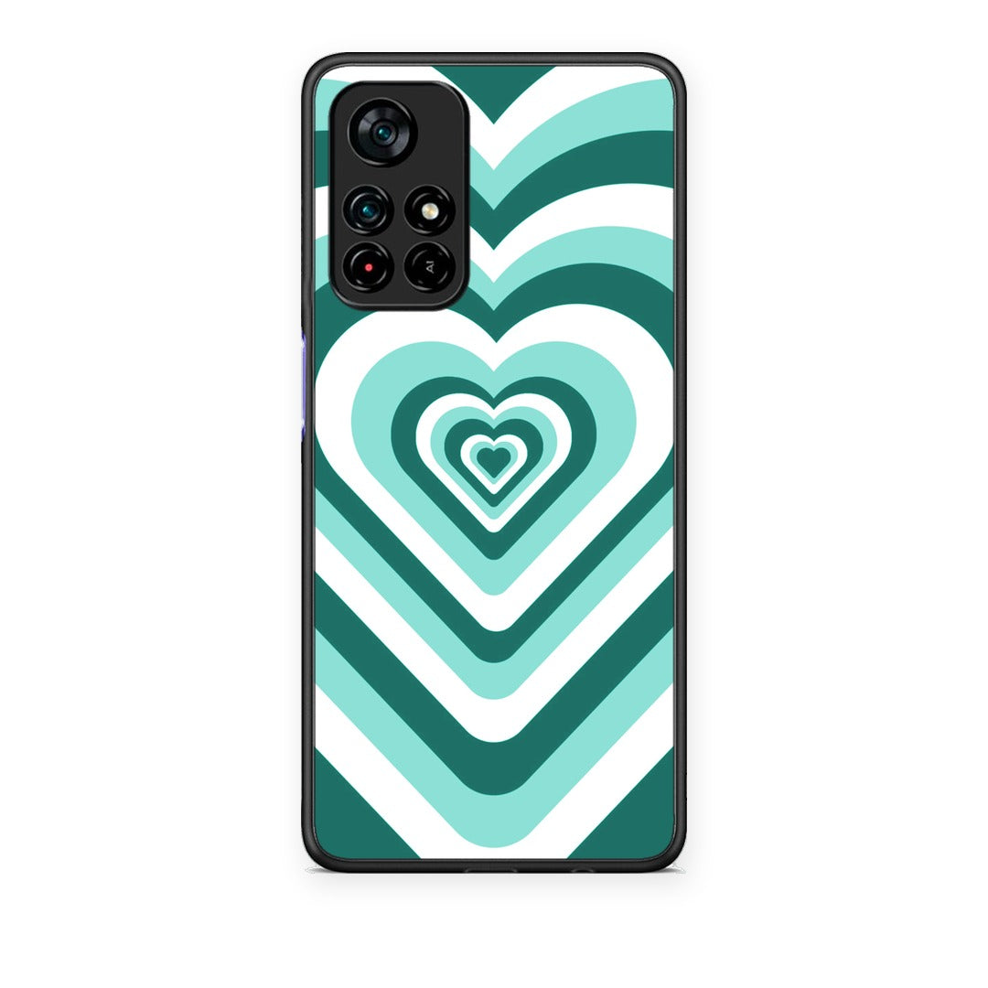 Θήκη Xiaomi Redmi Note 11S 5G Green Hearts από τη Smartfits με σχέδιο στο πίσω μέρος και μαύρο περίβλημα | Xiaomi Redmi Note 11S 5G Green Hearts case with colorful back and black bezels
