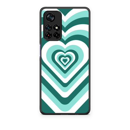 Θήκη Xiaomi Redmi Note 11S 5G Green Hearts από τη Smartfits με σχέδιο στο πίσω μέρος και μαύρο περίβλημα | Xiaomi Redmi Note 11S 5G Green Hearts case with colorful back and black bezels