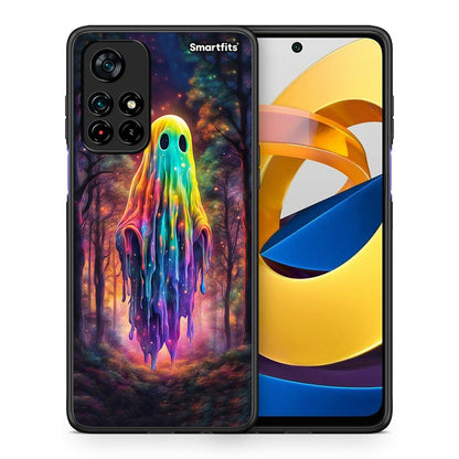 Θήκη Xiaomi Poco M4 Pro 5G Halloween Ghost από τη Smartfits με σχέδιο στο πίσω μέρος και μαύρο περίβλημα | Xiaomi Poco M4 Pro 5G Halloween Ghost case with colorful back and black bezels