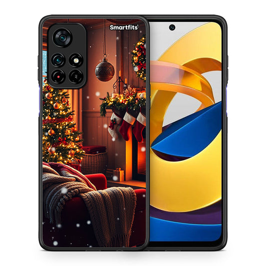 Θήκη Xiaomi Poco M4 Pro 5G Home For Christmas από τη Smartfits με σχέδιο στο πίσω μέρος και μαύρο περίβλημα | Xiaomi Poco M4 Pro 5G Home For Christmas case with colorful back and black bezels