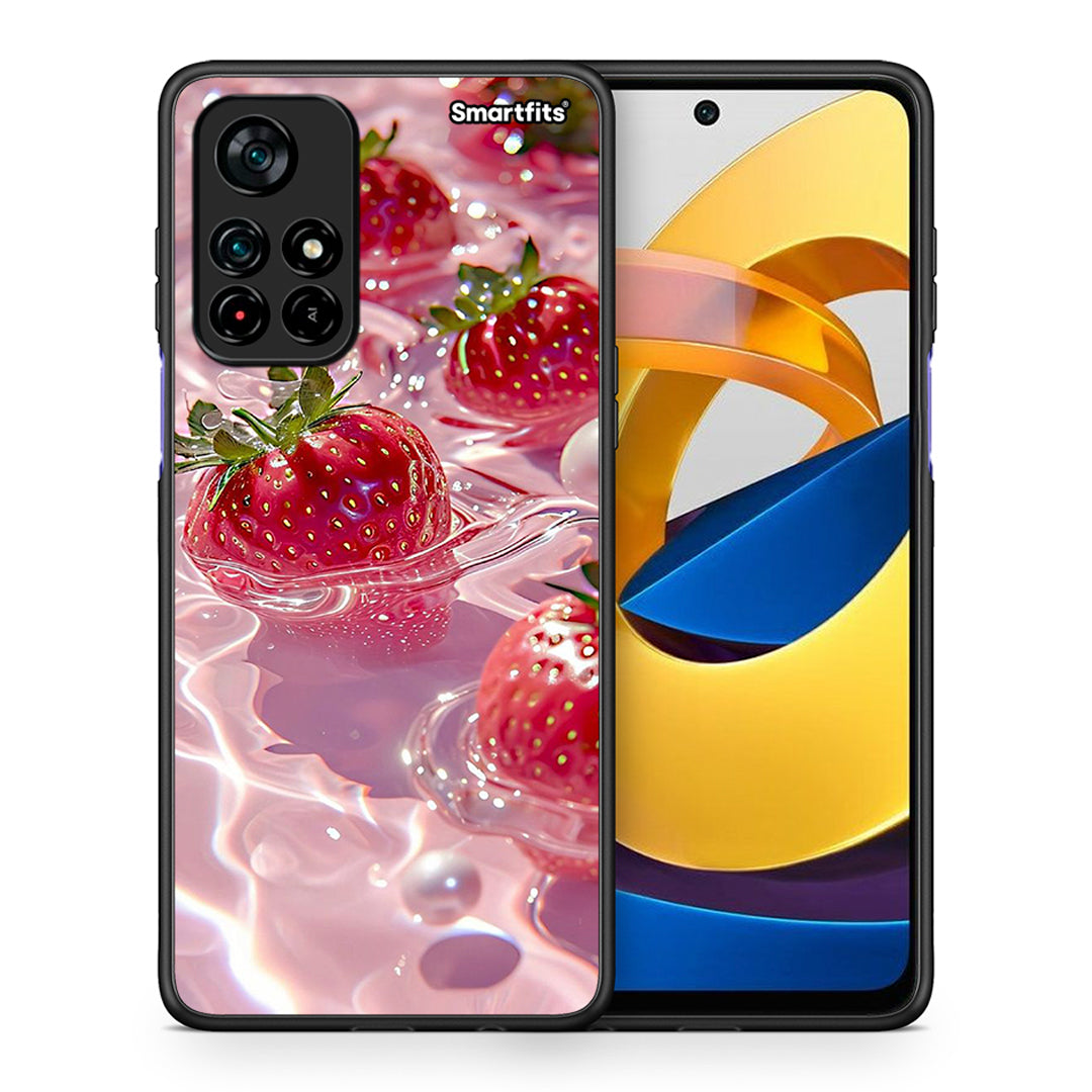 Θήκη Xiaomi Poco M4 Pro 5G Juicy Strawberries από τη Smartfits με σχέδιο στο πίσω μέρος και μαύρο περίβλημα | Xiaomi Poco M4 Pro 5G Juicy Strawberries case with colorful back and black bezels