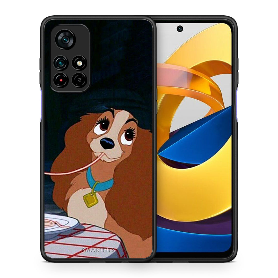 Θήκη Αγίου Βαλεντίνου Xiaomi Poco M4 Pro 5G Lady And Tramp 2 από τη Smartfits με σχέδιο στο πίσω μέρος και μαύρο περίβλημα | Xiaomi Poco M4 Pro 5G Lady And Tramp 2 case with colorful back and black bezels