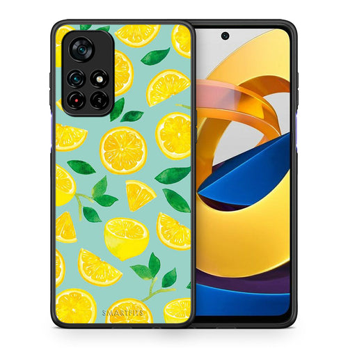 Θήκη Xiaomi Poco M4 Pro 5G Lemons από τη Smartfits με σχέδιο στο πίσω μέρος και μαύρο περίβλημα | Xiaomi Poco M4 Pro 5G Lemons case with colorful back and black bezels