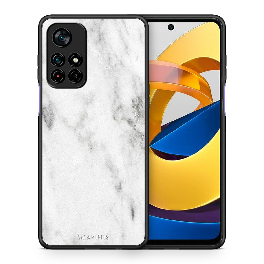 Θήκη Xiaomi Poco M4 Pro 5G White Marble από τη Smartfits με σχέδιο στο πίσω μέρος και μαύρο περίβλημα | Xiaomi Poco M4 Pro 5G White Marble case with colorful back and black bezels