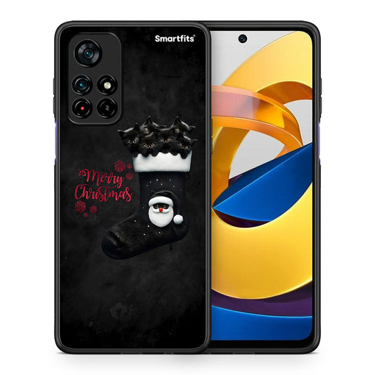 Θήκη Xiaomi Poco M4 Pro 5G Merry Cat Christmas από τη Smartfits με σχέδιο στο πίσω μέρος και μαύρο περίβλημα | Xiaomi Poco M4 Pro 5G Merry Cat Christmas case with colorful back and black bezels