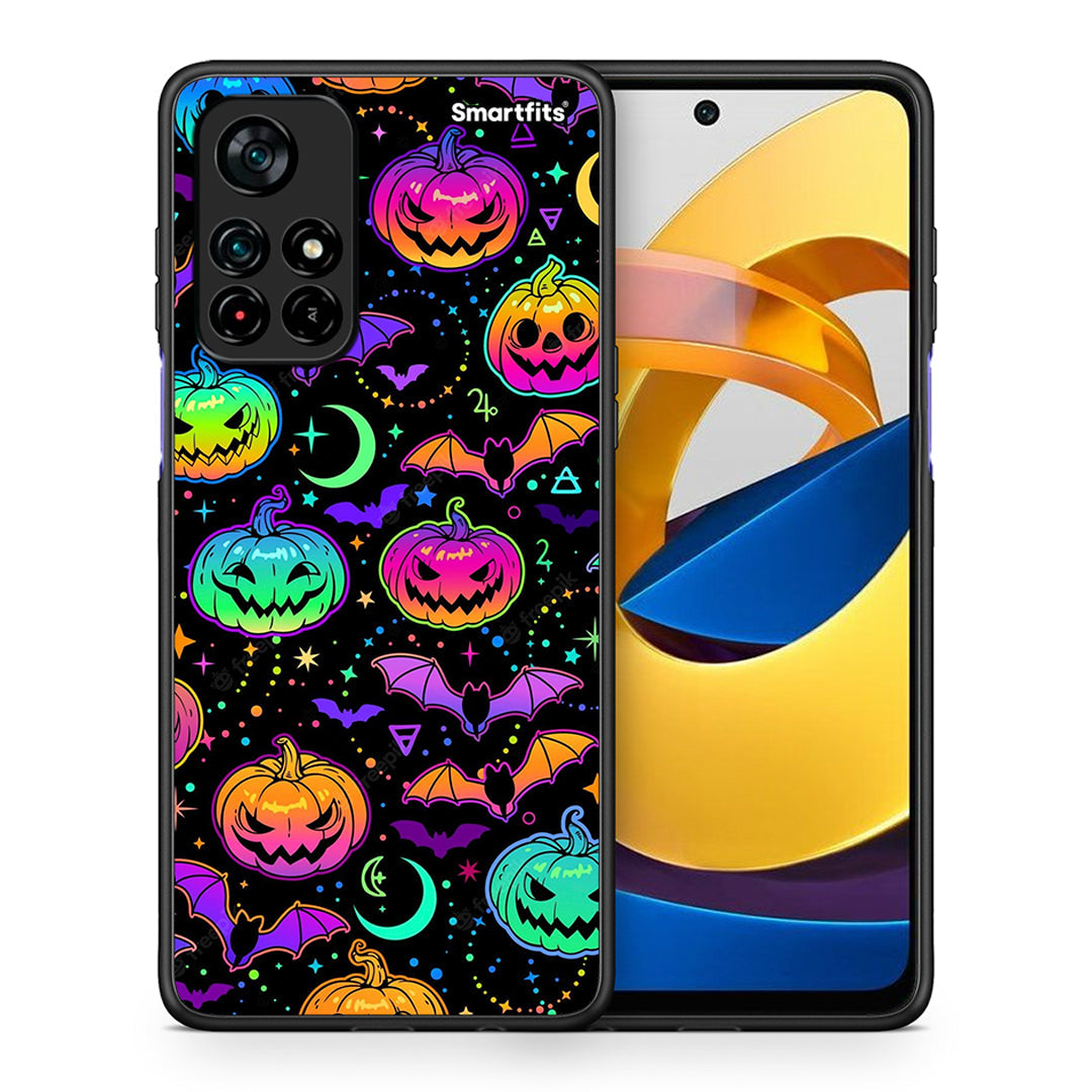 Θήκη Xiaomi Poco M4 Pro 5G Neon Halloween από τη Smartfits με σχέδιο στο πίσω μέρος και μαύρο περίβλημα | Xiaomi Poco M4 Pro 5G Neon Halloween case with colorful back and black bezels