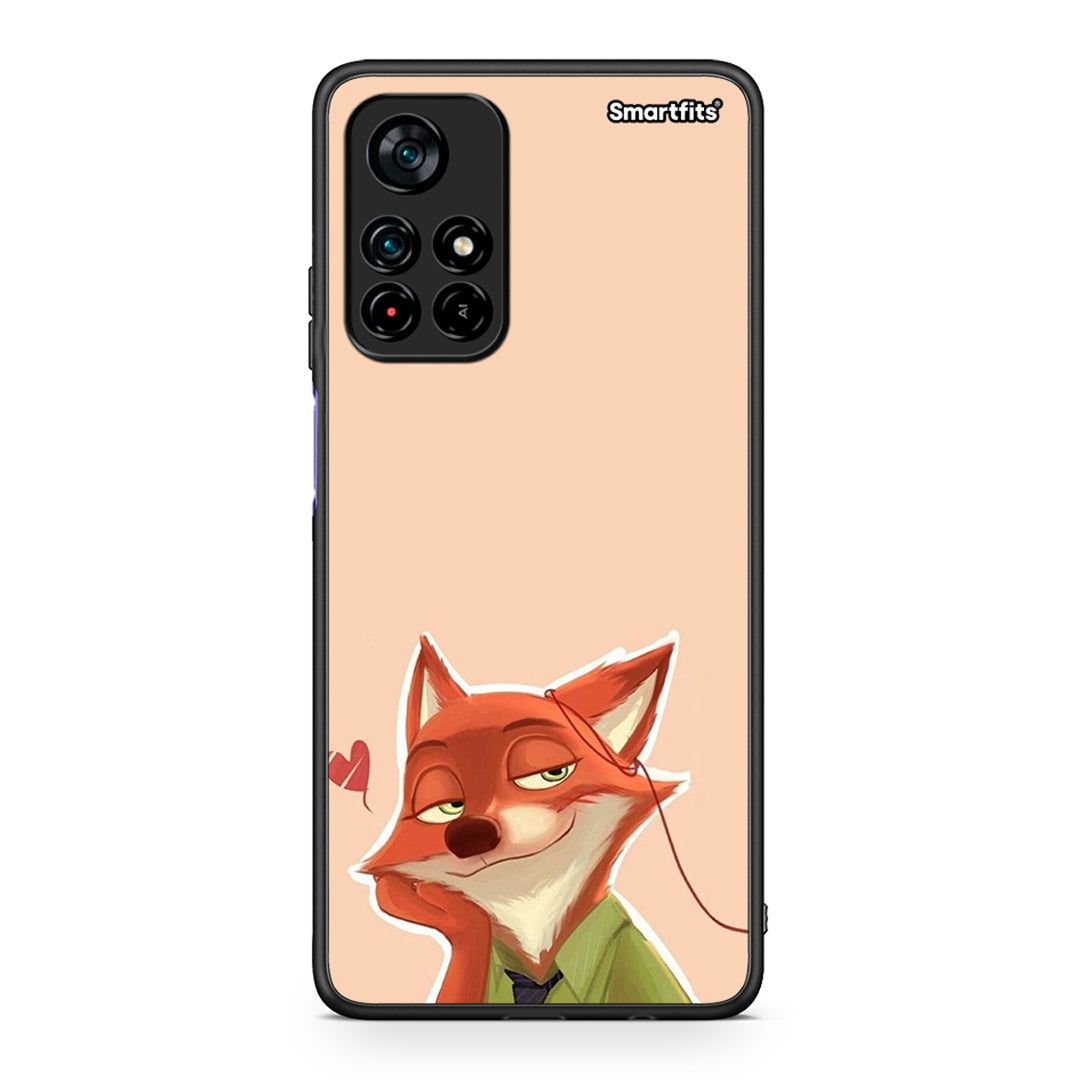 Xiaomi Poco M4 Pro 5G Nick Wilde And Judy Hopps Love 1 θήκη από τη Smartfits με σχέδιο στο πίσω μέρος και μαύρο περίβλημα | Smartphone case with colorful back and black bezels by Smartfits