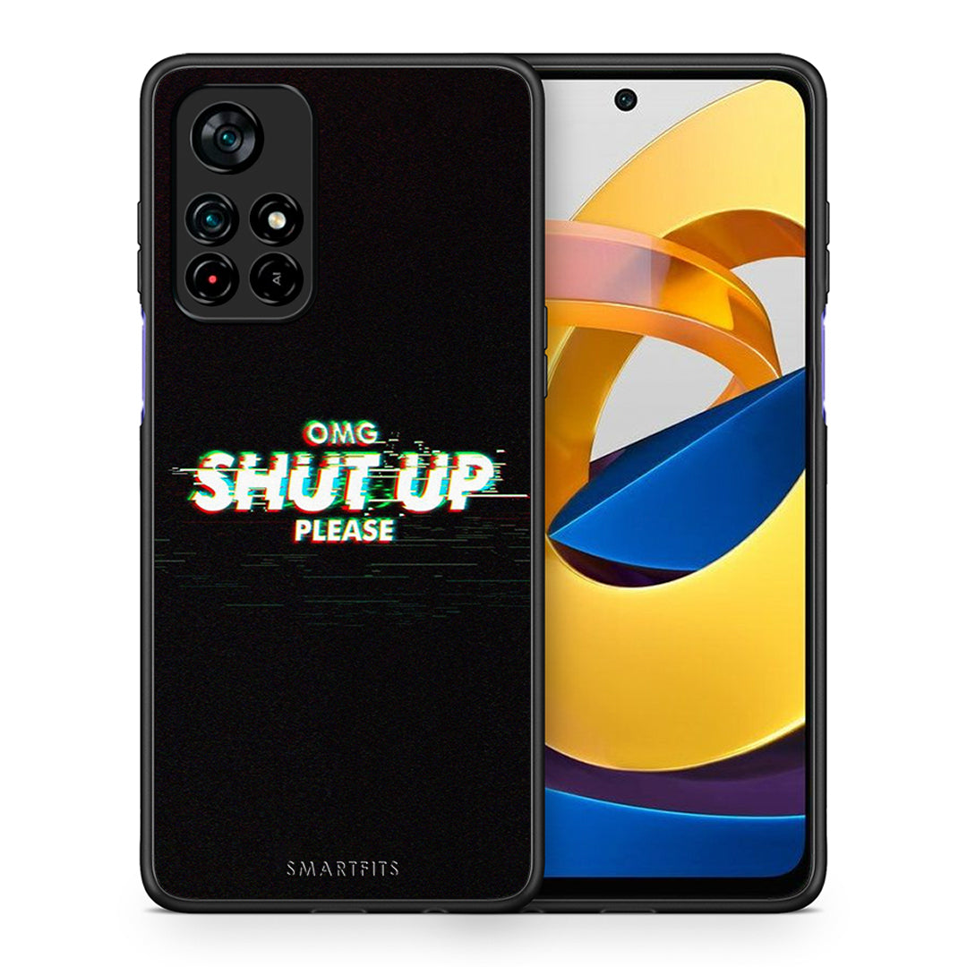 Θήκη Xiaomi Poco M4 Pro 5G OMG ShutUp από τη Smartfits με σχέδιο στο πίσω μέρος και μαύρο περίβλημα | Xiaomi Poco M4 Pro 5G OMG ShutUp case with colorful back and black bezels