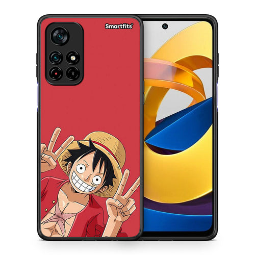 Θήκη Xiaomi Poco M4 Pro 5G Pirate Luffy από τη Smartfits με σχέδιο στο πίσω μέρος και μαύρο περίβλημα | Xiaomi Poco M4 Pro 5G Pirate Luffy case with colorful back and black bezels