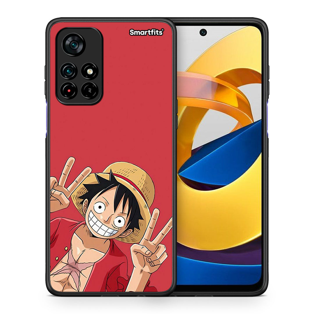 Θήκη Xiaomi Poco M4 Pro 5G Pirate Luffy από τη Smartfits με σχέδιο στο πίσω μέρος και μαύρο περίβλημα | Xiaomi Poco M4 Pro 5G Pirate Luffy case with colorful back and black bezels