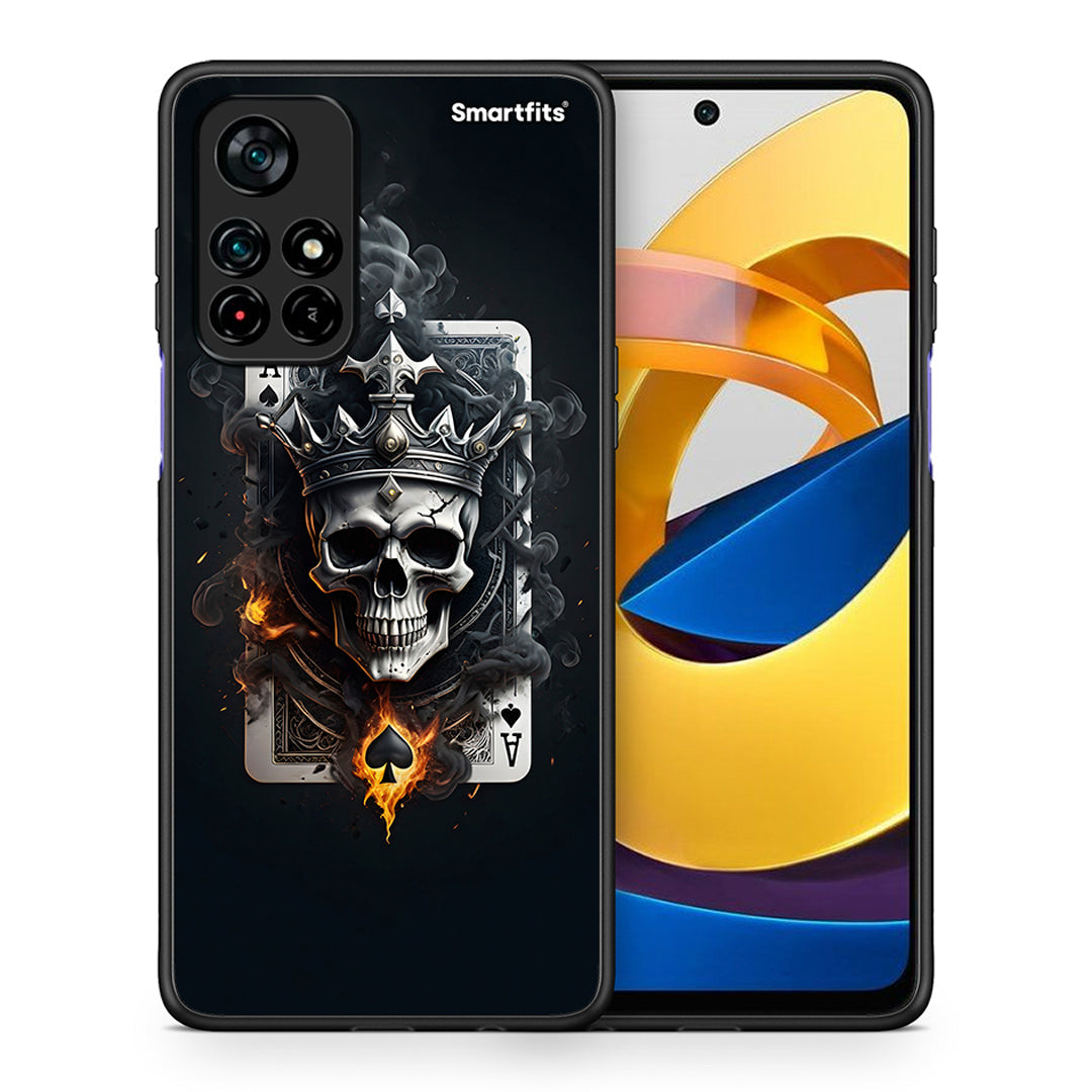 Θήκη Xiaomi Poco M4 Pro 5G Skull King Ace από τη Smartfits με σχέδιο στο πίσω μέρος και μαύρο περίβλημα | Xiaomi Poco M4 Pro 5G Skull King Ace case with colorful back and black bezels