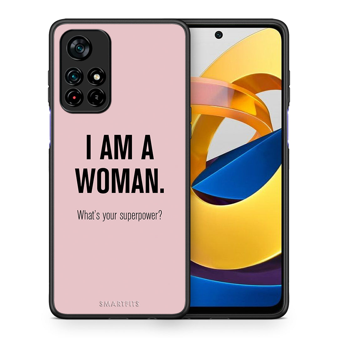 Θήκη Xiaomi Poco M4 Pro 5G Superpower Woman από τη Smartfits με σχέδιο στο πίσω μέρος και μαύρο περίβλημα | Xiaomi Poco M4 Pro 5G Superpower Woman case with colorful back and black bezels