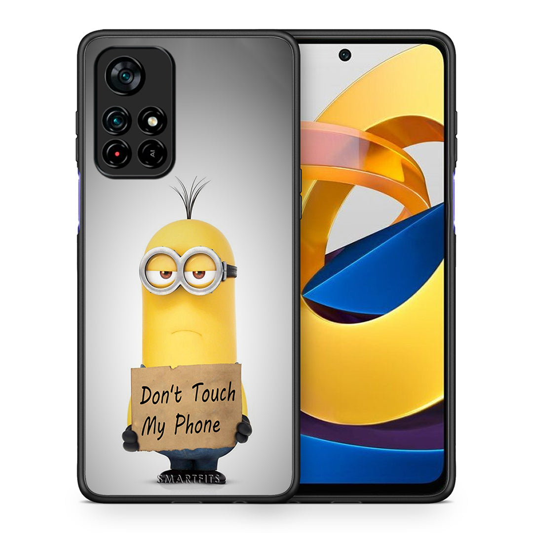 Θήκη Xiaomi Poco M4 Pro 5G Minion Text από τη Smartfits με σχέδιο στο πίσω μέρος και μαύρο περίβλημα | Xiaomi Poco M4 Pro 5G Minion Text case with colorful back and black bezels