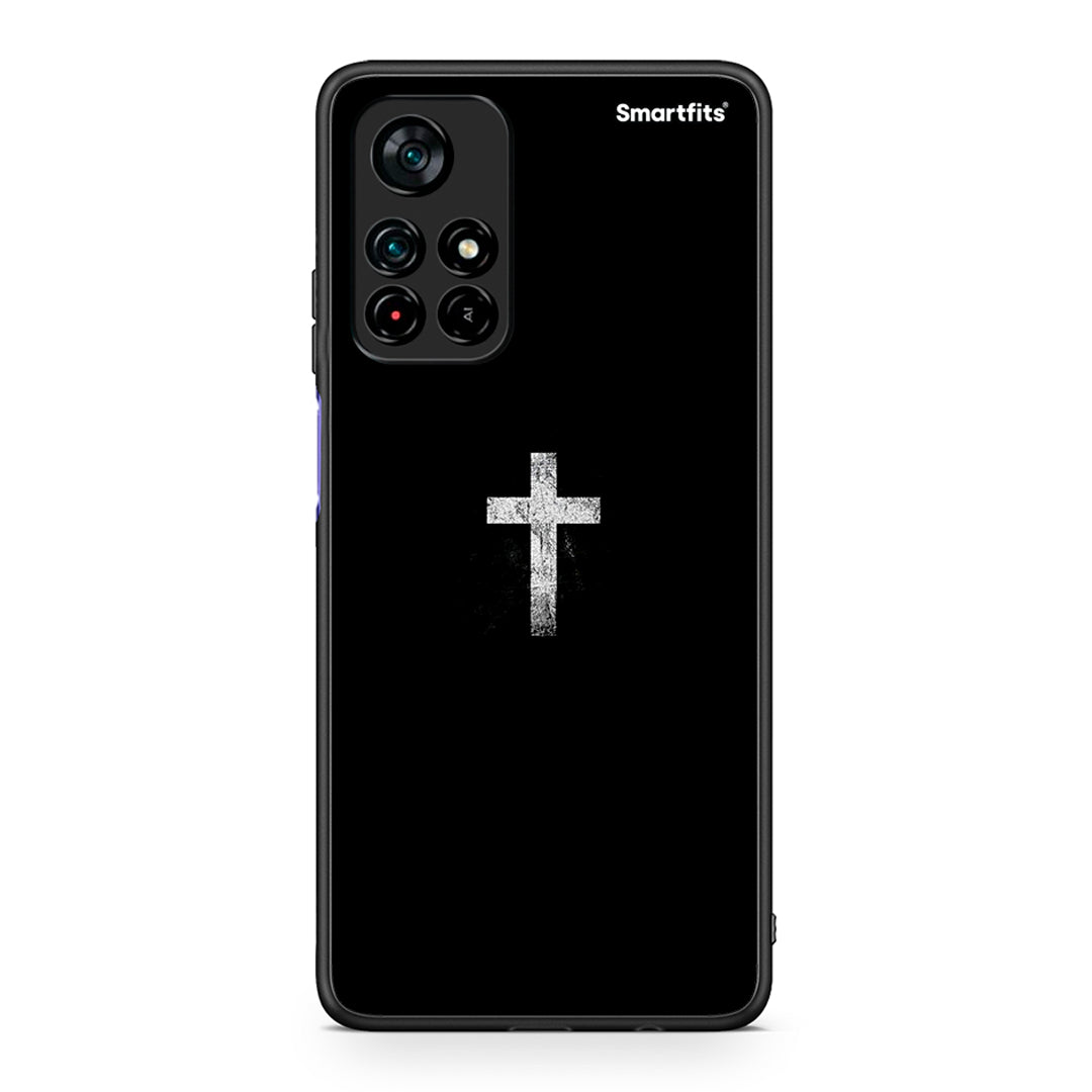 Xiaomi Poco M4 Pro 5G White Cross θήκη από τη Smartfits με σχέδιο στο πίσω μέρος και μαύρο περίβλημα | Smartphone case with colorful back and black bezels by Smartfits