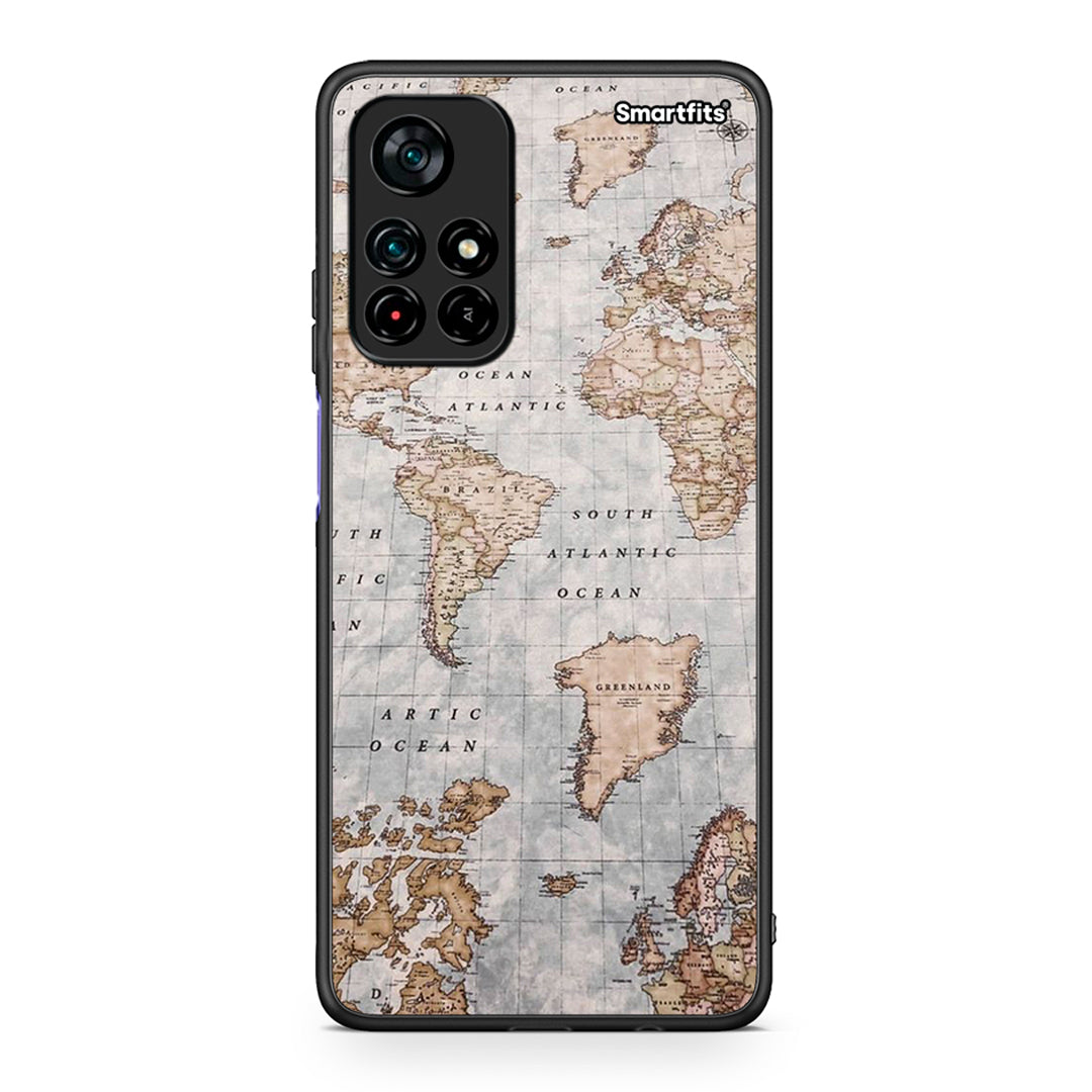 Xiaomi Poco M4 Pro 5G World Map θήκη από τη Smartfits με σχέδιο στο πίσω μέρος και μαύρο περίβλημα | Smartphone case with colorful back and black bezels by Smartfits