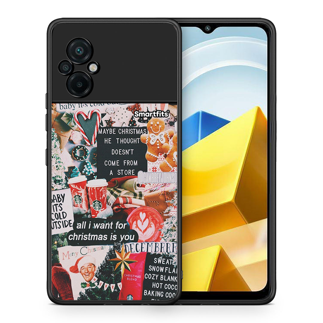 Θήκη Xiaomi Poco M5 / Redmi Note 11E Christmas Happiness από τη Smartfits με σχέδιο στο πίσω μέρος και μαύρο περίβλημα | Xiaomi Poco M5 / Redmi Note 11E Christmas Happiness case with colorful back and black bezels