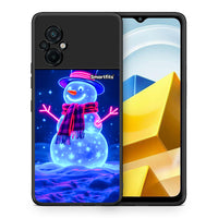 Thumbnail for Θήκη Xiaomi Poco M5 / Redmi Note 11E Christmas Neon Snowman από τη Smartfits με σχέδιο στο πίσω μέρος και μαύρο περίβλημα | Xiaomi Poco M5 / Redmi Note 11E Christmas Neon Snowman case with colorful back and black bezels