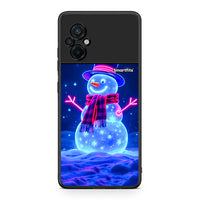 Thumbnail for Xiaomi Poco M5 / Redmi Note 11E Christmas Neon Snowman θήκη από τη Smartfits με σχέδιο στο πίσω μέρος και μαύρο περίβλημα | Smartphone case with colorful back and black bezels by Smartfits