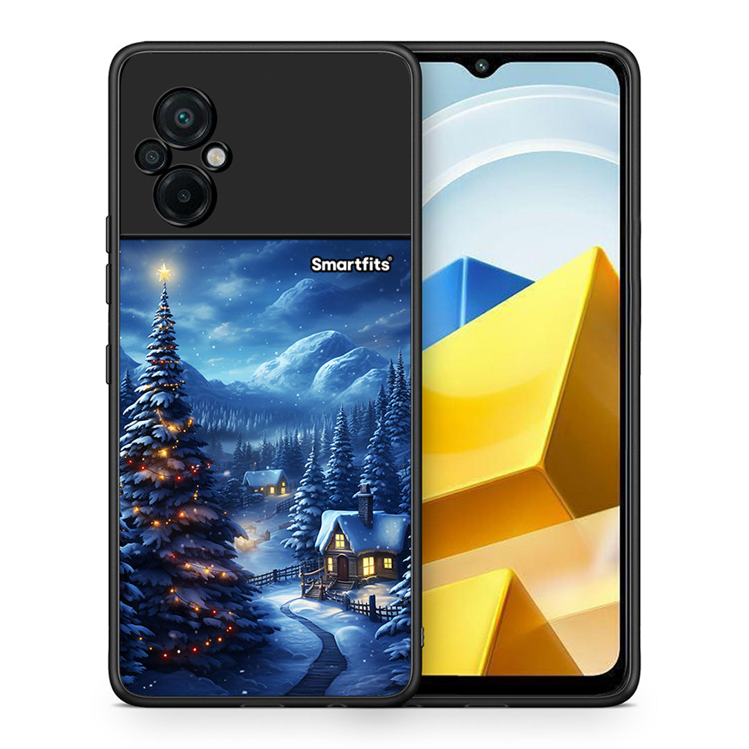 Θήκη Xiaomi Poco M5 / Redmi Note 11E Christmas Scenery από τη Smartfits με σχέδιο στο πίσω μέρος και μαύρο περίβλημα | Xiaomi Poco M5 / Redmi Note 11E Christmas Scenery case with colorful back and black bezels