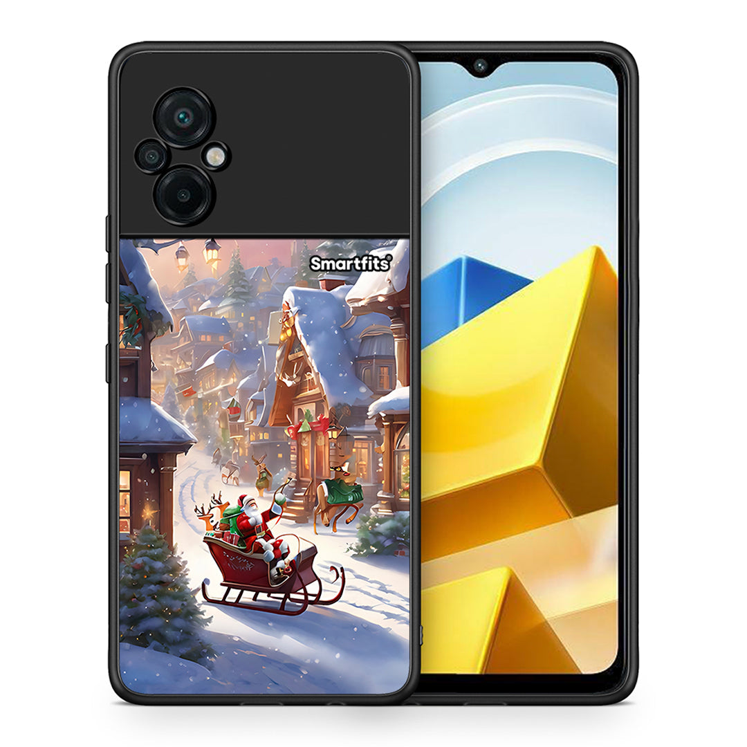 Θήκη Xiaomi Poco M5 / Redmi Note 11E Christmas Snow από τη Smartfits με σχέδιο στο πίσω μέρος και μαύρο περίβλημα | Xiaomi Poco M5 / Redmi Note 11E Christmas Snow case with colorful back and black bezels