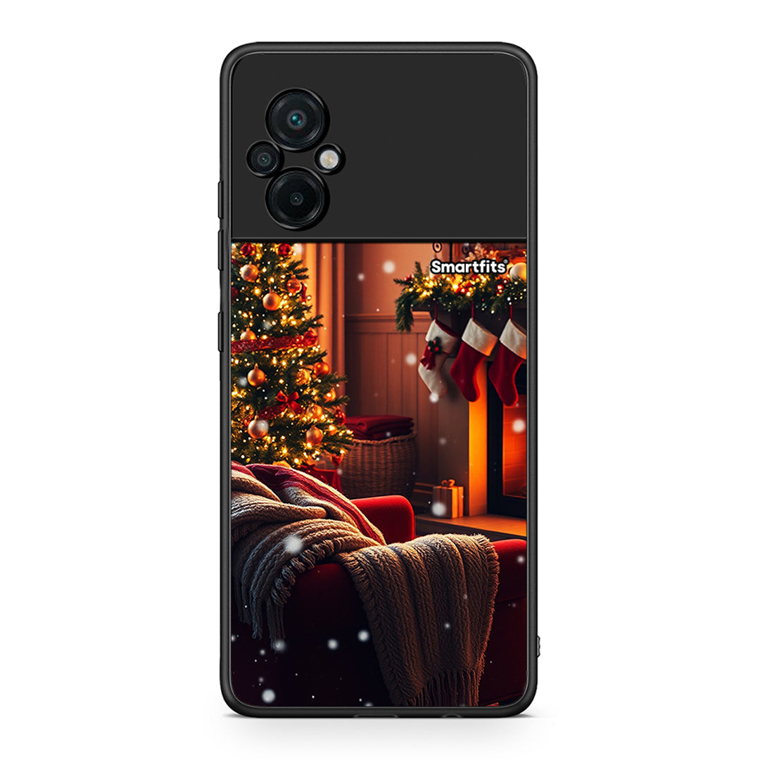 Xiaomi Poco M5 / Redmi Note 11E Home For Christmas θήκη από τη Smartfits με σχέδιο στο πίσω μέρος και μαύρο περίβλημα | Smartphone case with colorful back and black bezels by Smartfits