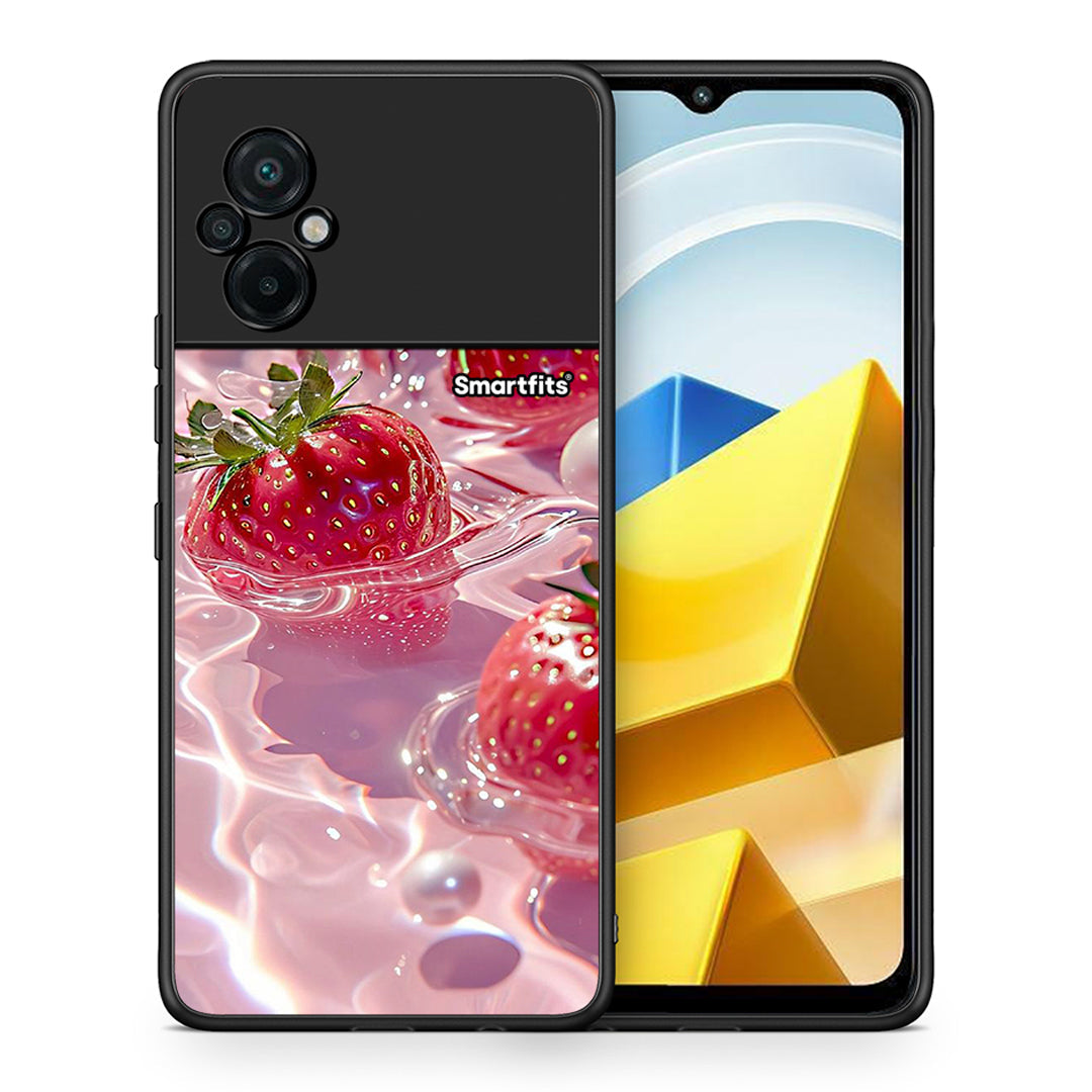 Θήκη Xiaomi Poco M5 / Redmi Note 11E Juicy Strawberries από τη Smartfits με σχέδιο στο πίσω μέρος και μαύρο περίβλημα | Xiaomi Poco M5 / Redmi Note 11E Juicy Strawberries case with colorful back and black bezels